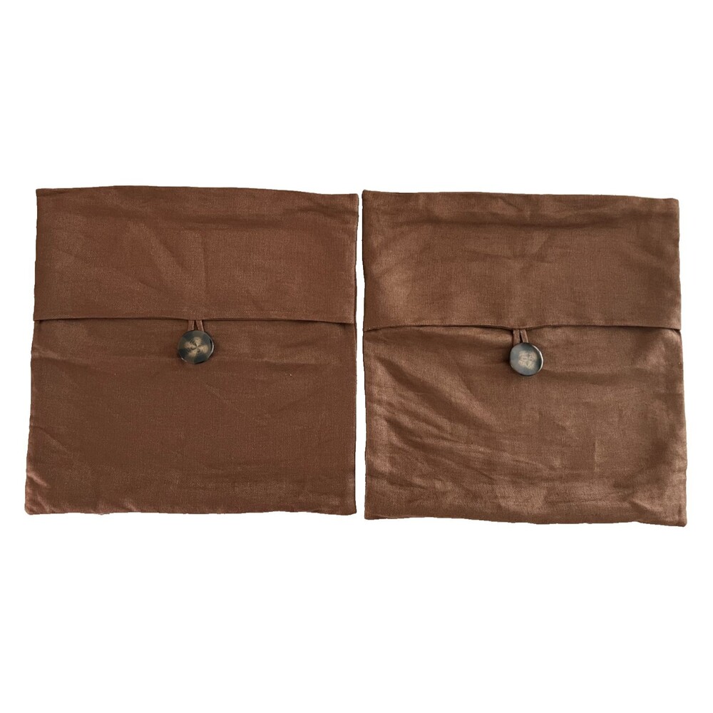 Pottery Barn Brown Decorative Accent Pillow Covers with Button Closure (Pair)